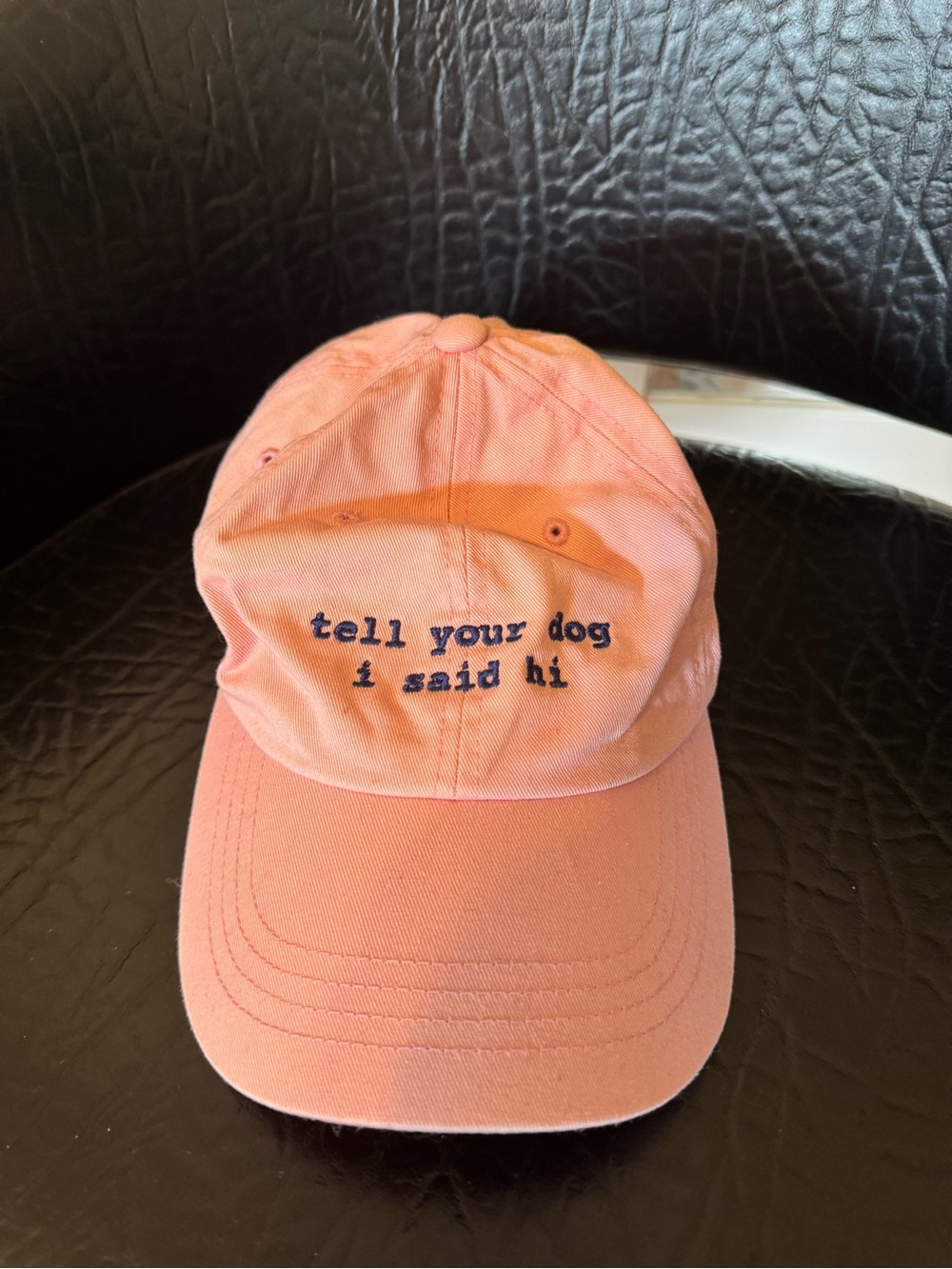 The Classic Pink Baseball Cap with Navy Embroidery